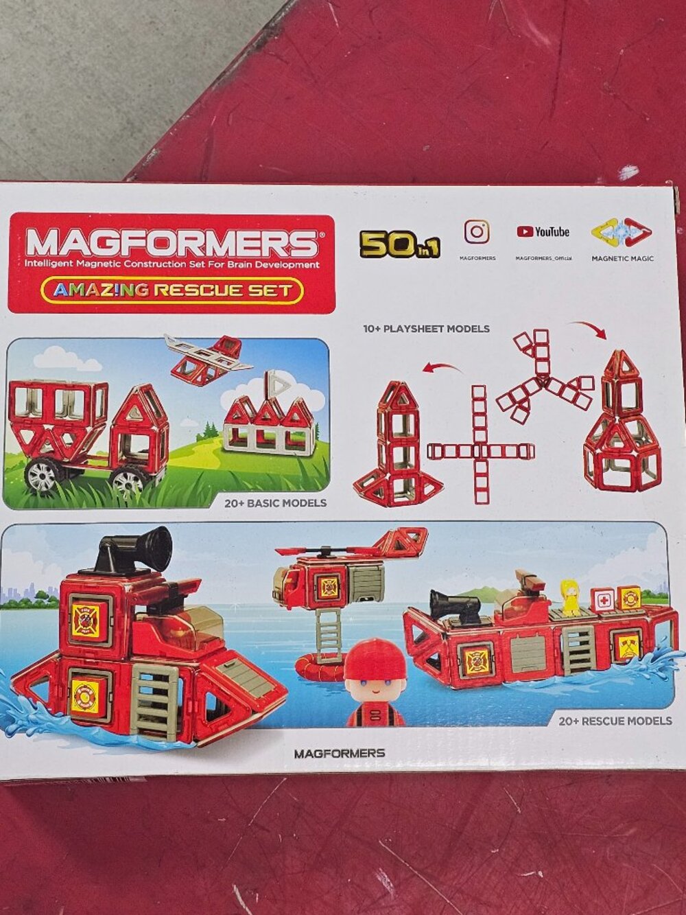New Rescue Megaforms Magaformers Toy Building Set Fire Figure Vehicle Car Boat